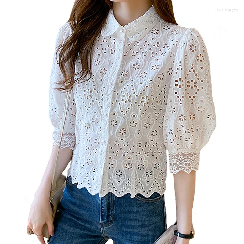 Women' Blouses Sweet Summer Clothing Korean Lace Hollow Out Shirt Slim Short Sleeve Single-breasted Crochet Women Blouse Blusa, Blue
Women' Blouses Sweet Summer Clothing Korean Lace Hollow Out Shirt Slim Short Sleeve Single-breasted Crochet Women Blouse Blusa, Blue