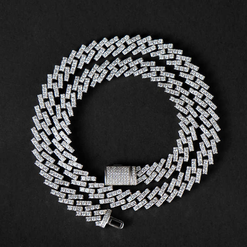 8mm Iced Out VVS Moissanite Bracelet Sier Bg Dia Cuban k Chain Hip Hop Men Jewelry Necklace