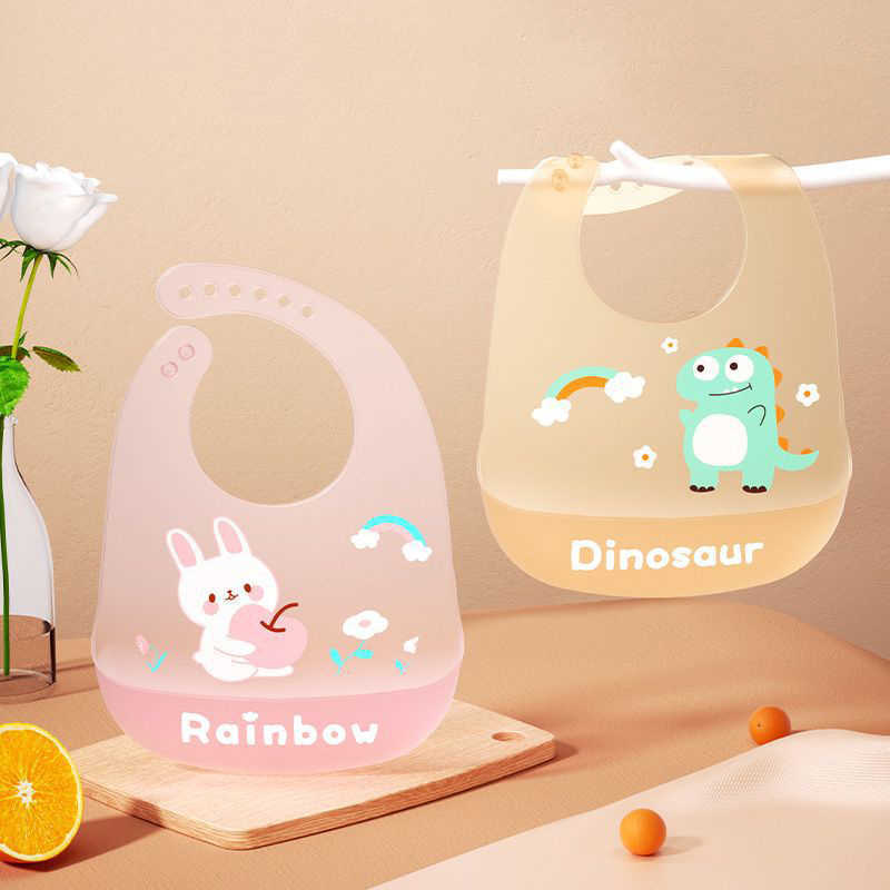 Bibs Burp Cloths thin silicone children's baby weight waterproof bib foldable storage for lunch supplies G220605