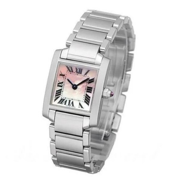 Free shipping high quality men woman quartz watch female square watchcase pink dial Steel band watches 530