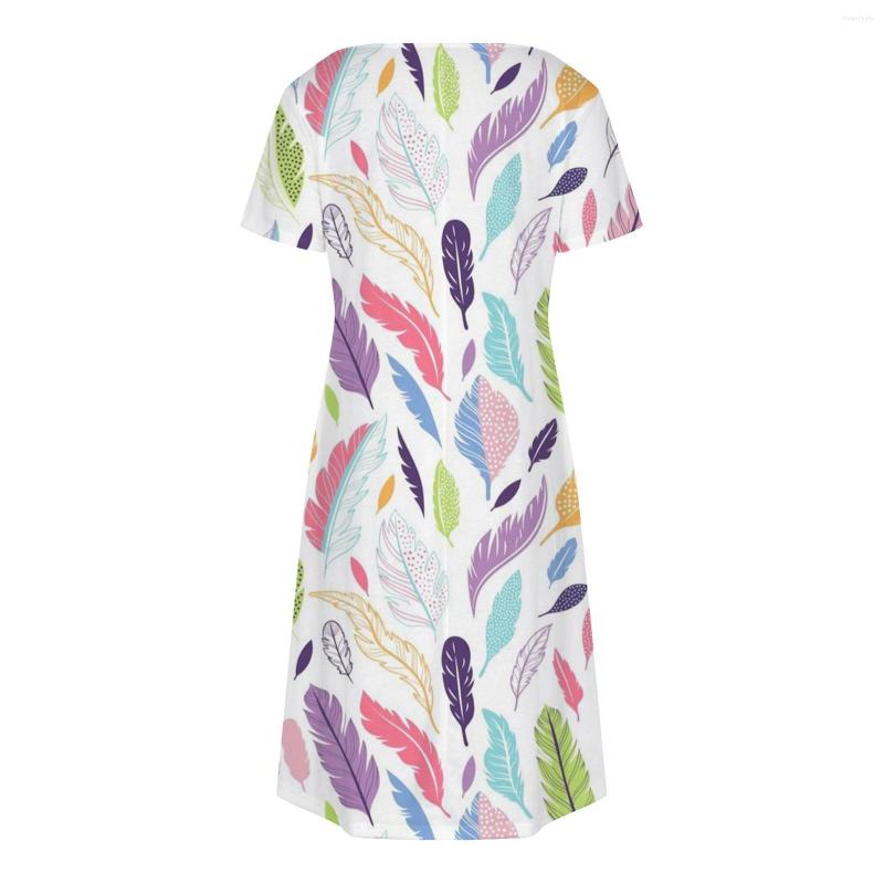 Casual Dresses Elegant For Women Short Sleeve V Neck Floral Print Dress Formal Occasion Woman Clothing