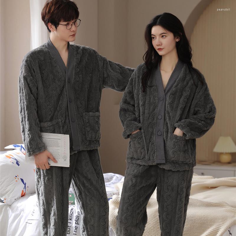 Women's Sleepwear Couple Winter Flannel Pajamas Sets Sexy V-neck Cardigan&Pants Pijama Pyjamas Women&Men Warm Nightwear Home Clothes, Women - gray
Women's Sleepwear Couple Winter Flannel Pajamas Sets Sexy V-neck Cardigan&Pants Pijama Pyjamas Women&Men Warm Nightwear Home Clothes, Women - gray