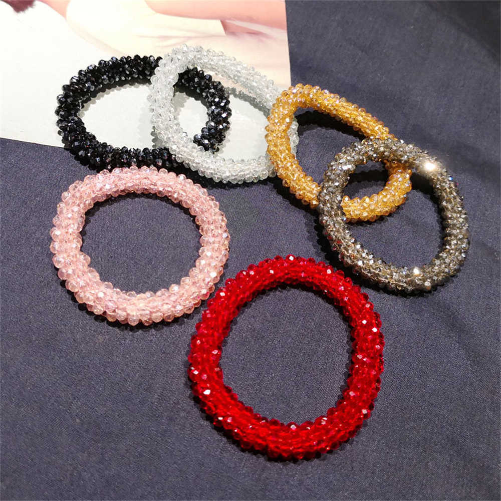 Other New Glitter Hair Rope for Women Hair Bands Beaded Rubber Hairband Hair Accessories