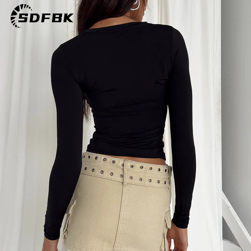 Women's T-Shirt Long Sleeve Y2K Slim Fit Shirt Women Casual Streetwear Basic Tee Fashion Cropped Tops O Neck Sexy Skinny Solid Ladies T Shirts 23