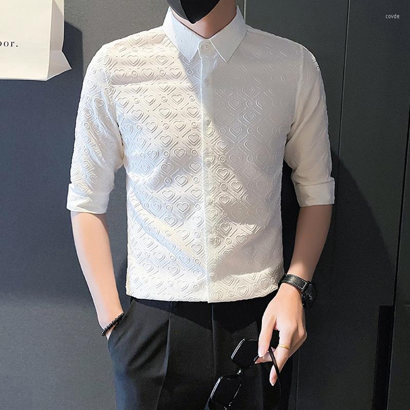 Men's Casual Shirts Summer Half Sleeved Mens Love Embossed Shirt Korean Button Down Slim Fit Camisas De Hombre Plus Size Social Party Street, Black
Men's Casual Shirts Summer Half Sleeved Mens Love Embossed Shirt Korean Button Down Slim Fit Camisas De Hombre Plus Size Social Party Street, Black