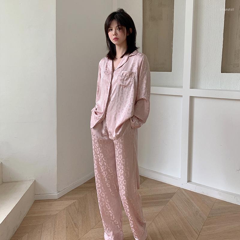 Women's Sleepwear 2023 Satin Women's Pajamas Set Long-sleeved Two-piece Multicolor Loose Leopard Print Pijamas Home Service Lingerie, Black
Women's Sleepwear 2023 Satin Women's Pajamas Set Long-sleeved Two-piece Multicolor Loose Leopard Print Pijamas Home Service Lingerie, Black
