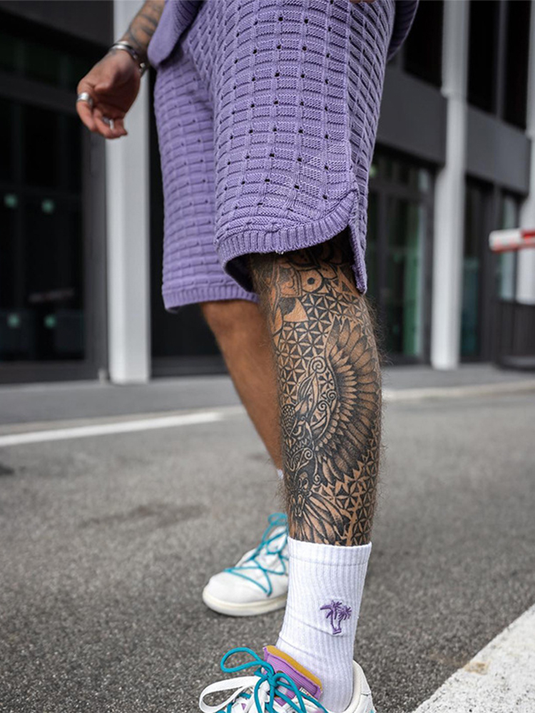 Men's Suits Blazers 2023 Summer Men's Fashion Set Knitted Solid Color Loose Set Two Piece Men's Casual O-Neck Zipper and Shorts Set