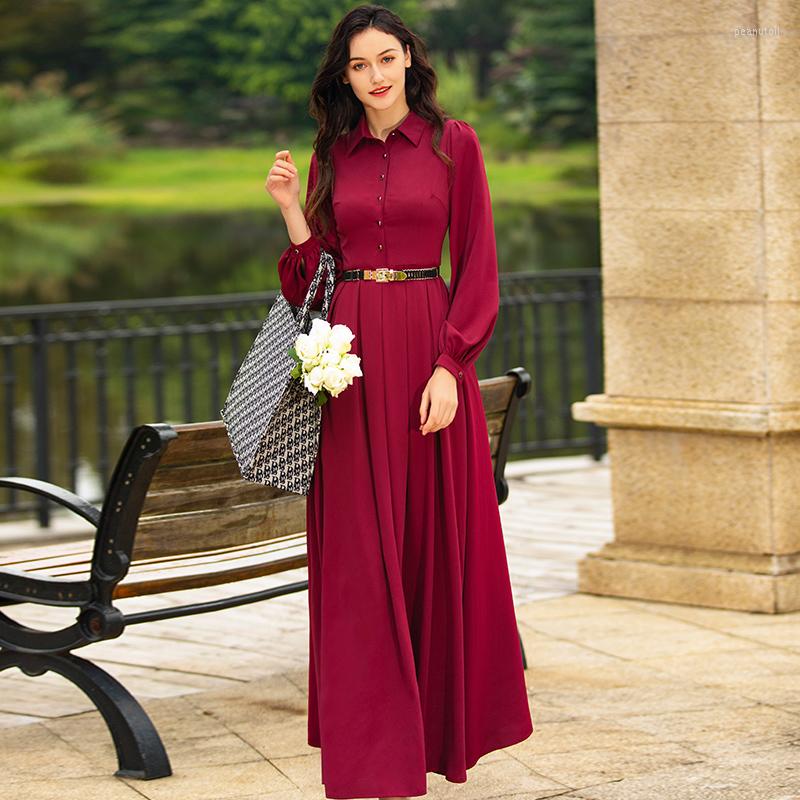 Casual Dresses 2023 Spring Autumn Women Dress Office Lady Turn-down Collar Ankle-Length Long Sleeve Korean Buttons DZ2844, Burgundy
Casual Dresses 2023 Spring Autumn Women Dress Office Lady Turn-down Collar Ankle-Length Long Sleeve Korean Buttons DZ2844, Burgundy