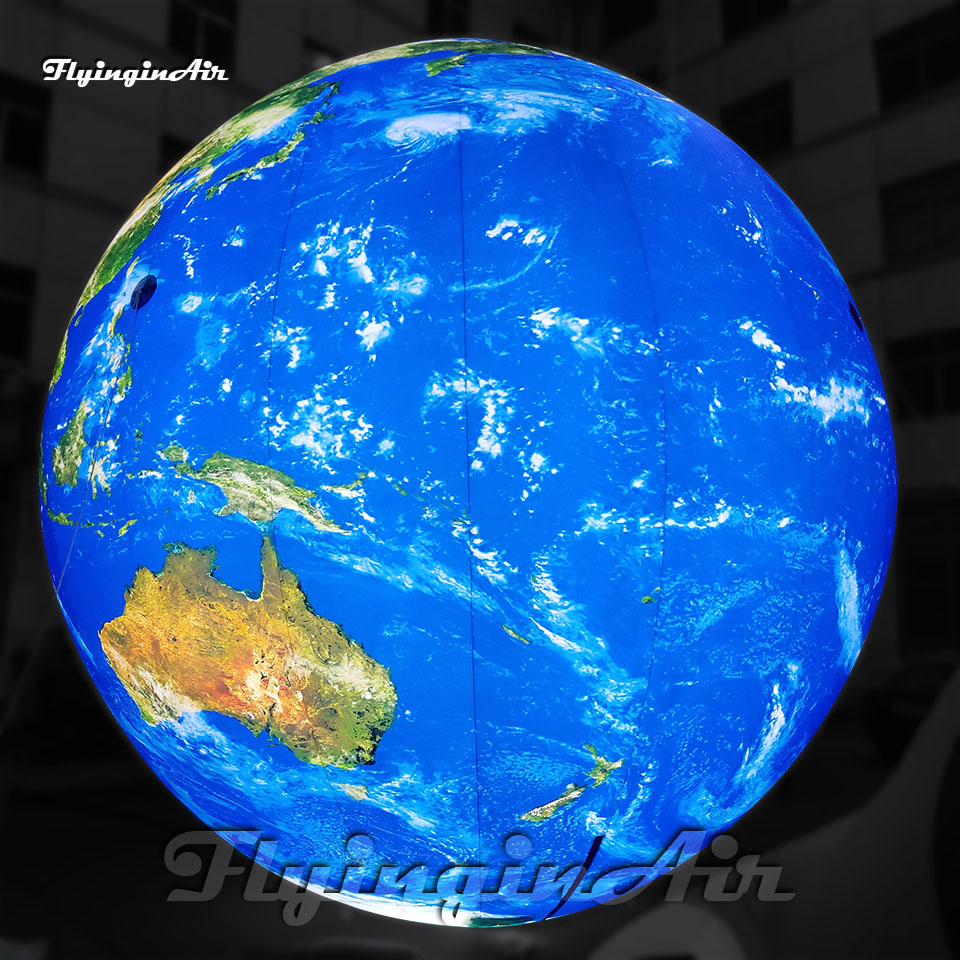 Beautiful Hanging Illuminated Large Blue Inflatable Earth Ball Lighting Globe Solar System Planet Balloon With LED Light For Space Themed Event