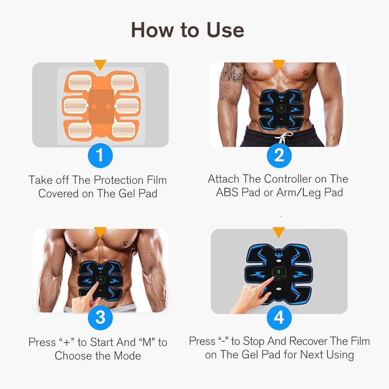 Core Abdominal Trainers Muscle Stimulator EMS ABS Trainer Electrostimulation Muscles Toner Home Gym Fitness Equipment USB Recharge Dropship 230606