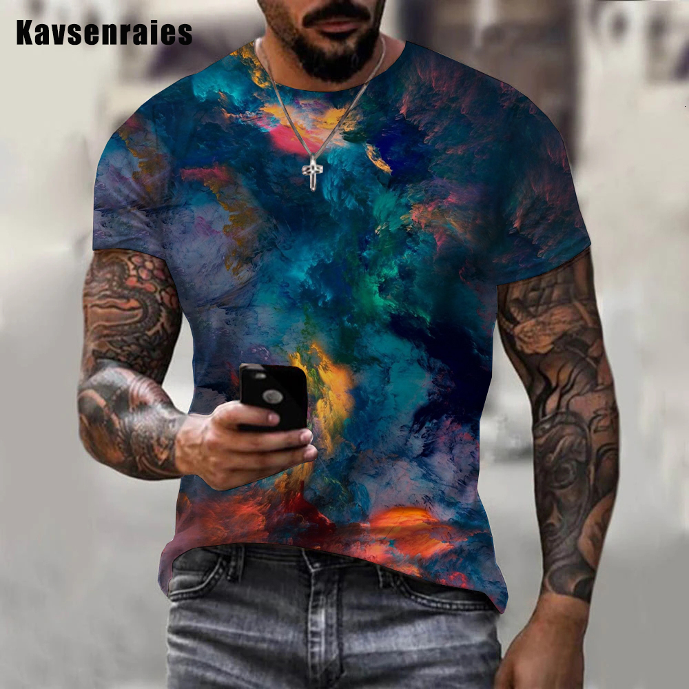Men's T-Shirts Rainbow Paint Splatter Print T-shirt Men Women Summer Hipster Colorful Ink 3D T Shirt Unisex Street Harajuku Oversized Tops 230606