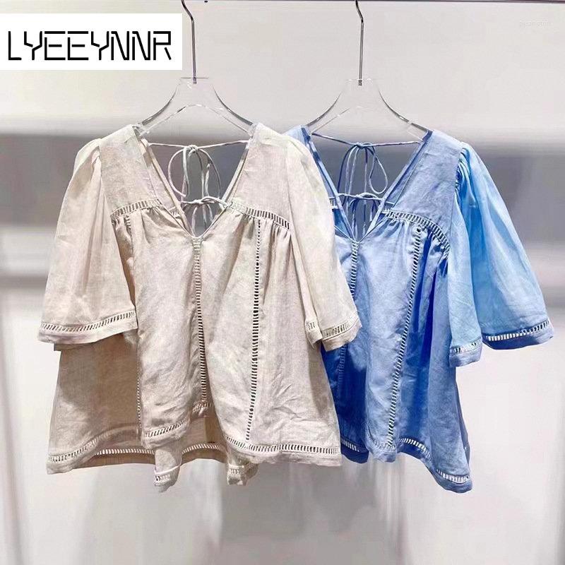 Women' Blouses LYEEYNNR V-neck Flare Sleeve Sweet Blouse Women Solid Color Loose Casual Summer Shirts Female Hollow Out Fashion Camisas, Blue
Women' Blouses LYEEYNNR V-neck Flare Sleeve Sweet Blouse Women Solid Color Loose Casual Summer Shirts Female Hollow Out Fashion Camisas, Blue