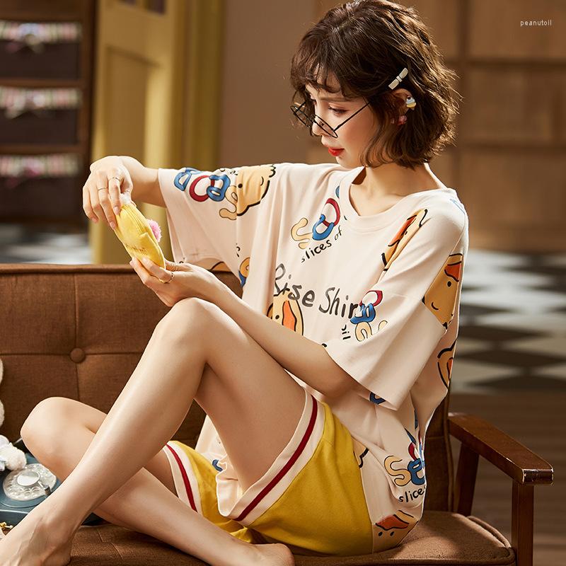 Women's Sleepwear Cartoon Cotton Pajamas For Women Short Pants Sleeved Summer Set Fashion Ladies, Picture color
Women's Sleepwear Cartoon Cotton Pajamas For Women Short Pants Sleeved Summer Set Fashion Ladies, Picture color