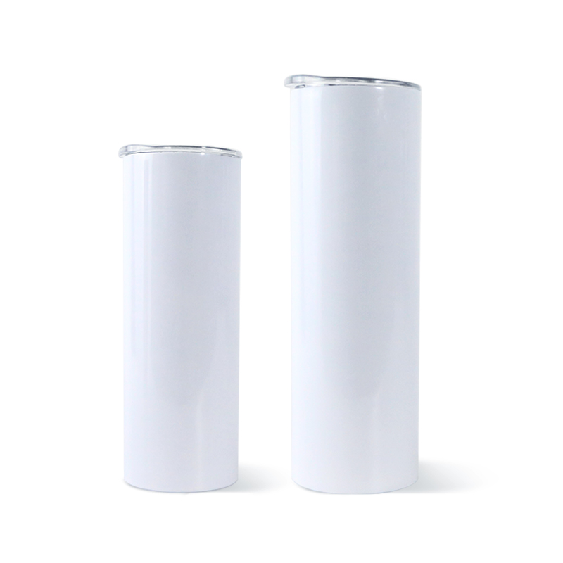 US Local warehouse 20oz 30oz Flat edge Sublimation Tumblers with lid straw blank white Stainless steel Straight bottom Skinny tumbler coffee cup water