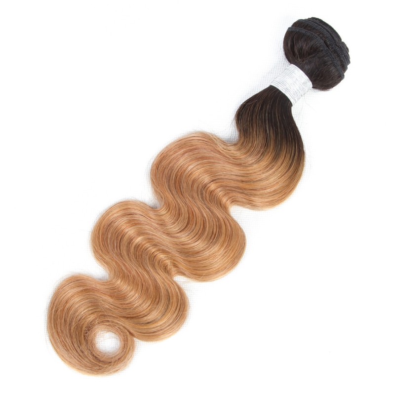 Peruvian Virgin Hair Double Wefts With 13X4 Lace Frontal Free Part Body Wave 10-30inch Ombre Color 1B/27#