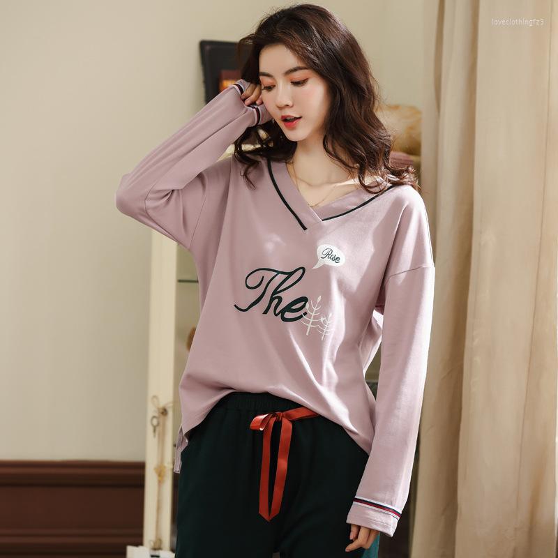 Women's Sleepwear Women Cotton Pajamas Spring And Autumn Set V Neck Long Sleeve Trousers Casual Two Piece Wholesale Pajama Sets, Green
Women's Sleepwear Women Cotton Pajamas Spring And Autumn Set V Neck Long Sleeve Trousers Casual Two Piece Wholesale Pajama Sets, Green