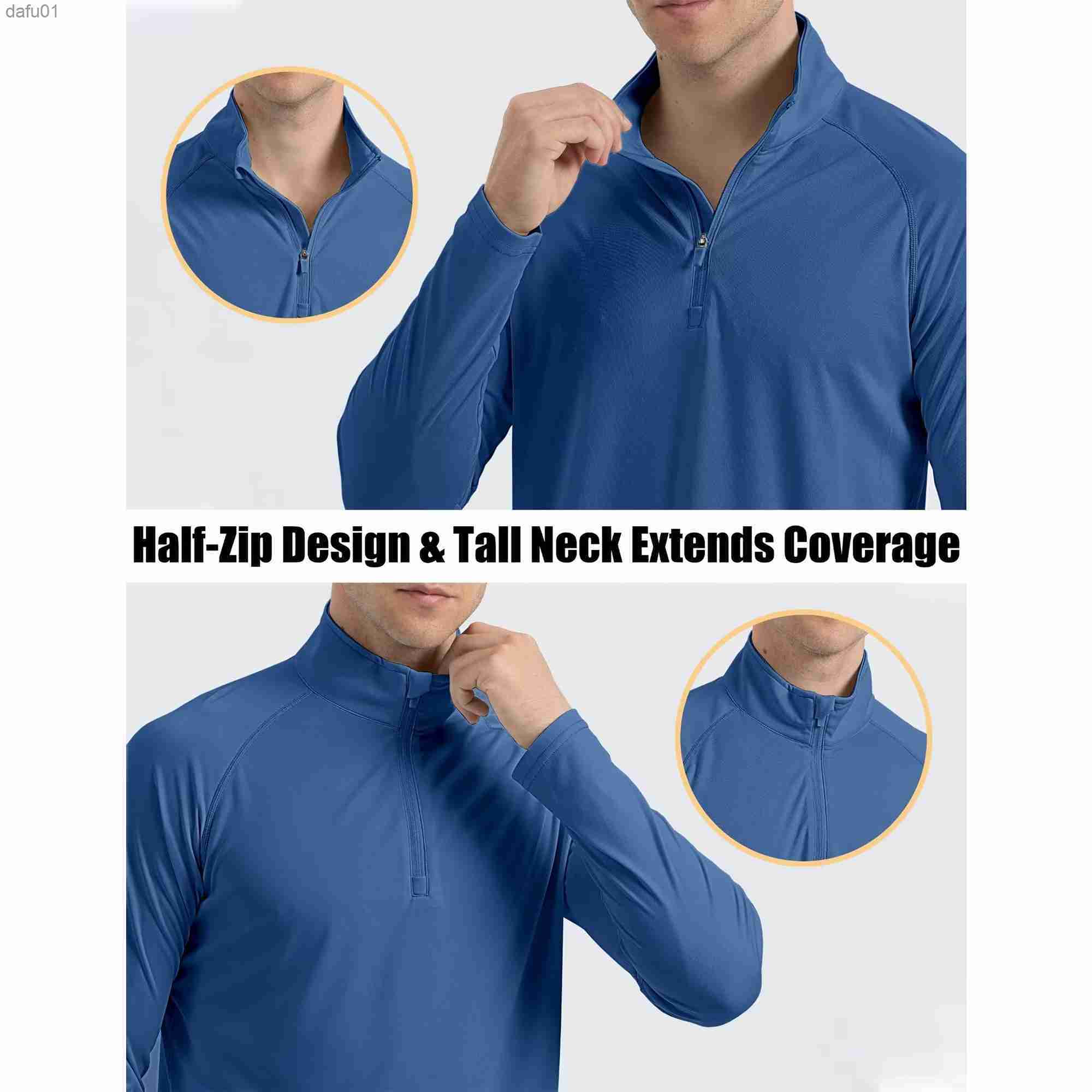 MAGCOMSEN UPF50 Men's T-shirt UV Sun Protection Long Sleeve Hiking Fishing Shirts Quick Dry 1/4 Zip Summer Pullover Workout Tops L230520
