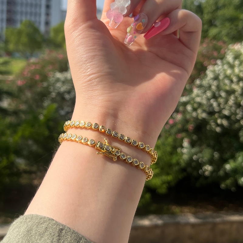 Iced Out Bling White Pink Rainbow CZ Tennis Chain Bracelet For Women High Quality Iced Out Bling Jewelry Collection