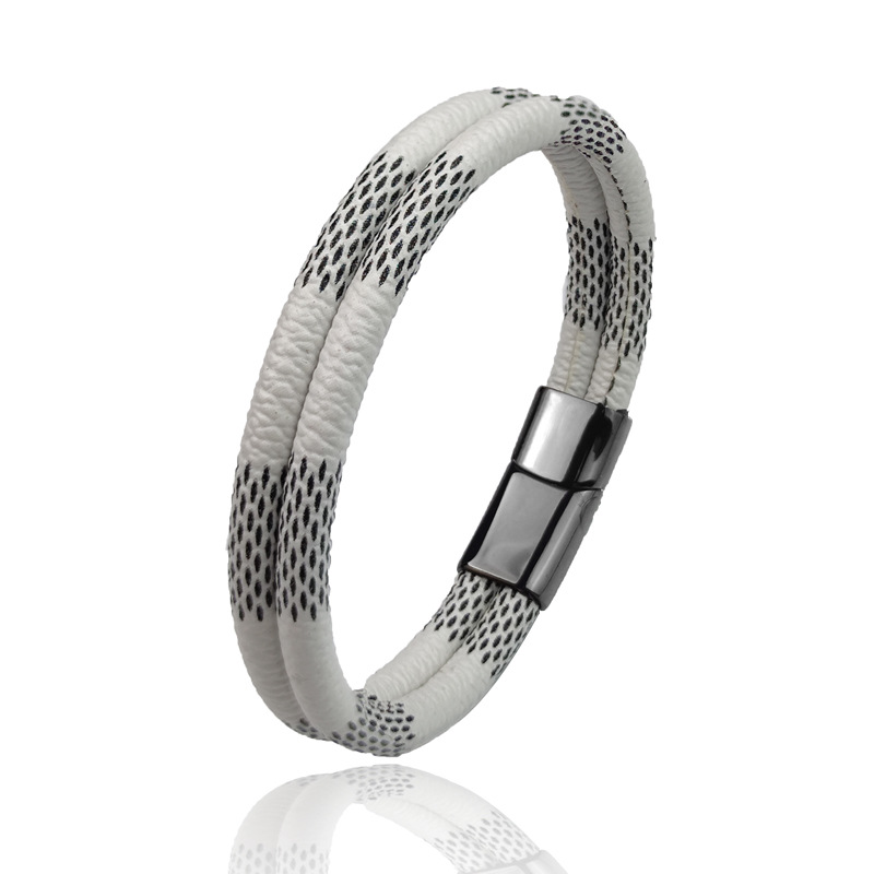 Popular Double Layered Pattern Leather Bracelet Jewelry for Gift