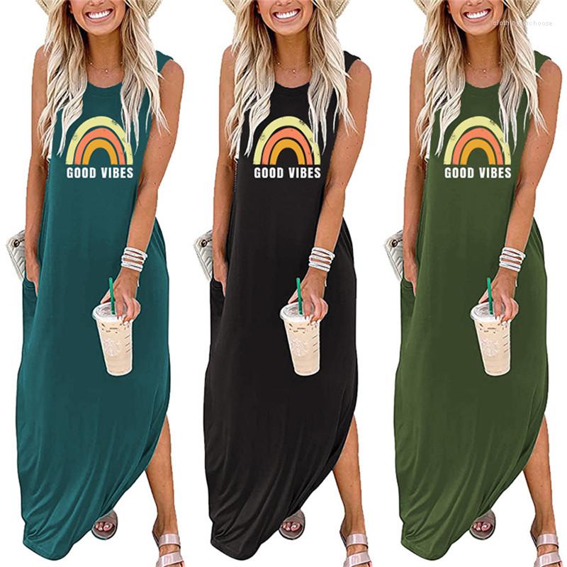 Casual Dresses Fashion Plus Size Women's Sleeveless Dress Retro Rainbow Good Vibes Print Pocket Long Skirt Top, Army green
Casual Dresses Fashion Plus Size Women's Sleeveless Dress Retro Rainbow Good Vibes Print Pocket Long Skirt Top, Army green