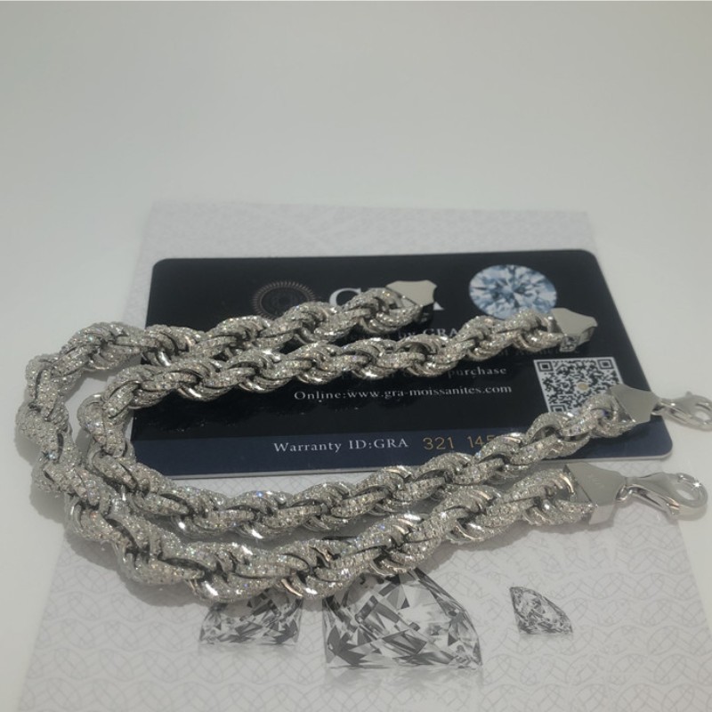 New Fashion Chain Bracelets Passed Test Width 7mm 8mm 9mm 11mm 12mm 7/8inch S925 Sterling Silver Moissanite Diamond Rope Bracelet for Men Women Nice G
