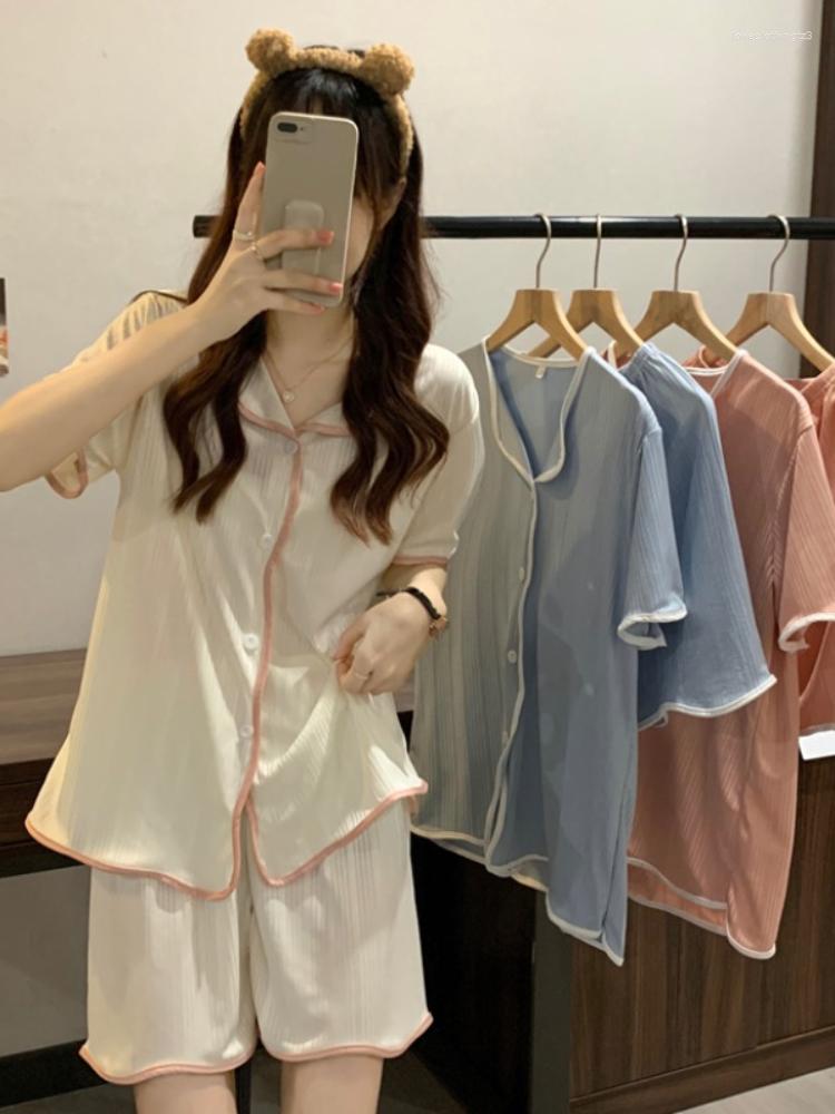 Women's Sleepwear Pajama Set Ladies Summer 2023 Short Sleeve Tops Home Service Two Piece Shorts Pajamas Suit Women Clothing Korean, Blue
Women's Sleepwear Pajama Set Ladies Summer 2023 Short Sleeve Tops Home Service Two Piece Shorts Pajamas Suit Women Clothing Korean, Blue