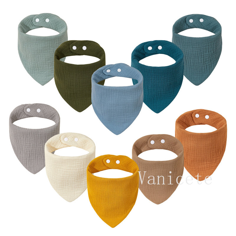 35 color Baby six layer Crepe gauze saliva towel Adorable and Durable Cotton Triangle Bibs adjustable Washable Babys Babies T9I002334