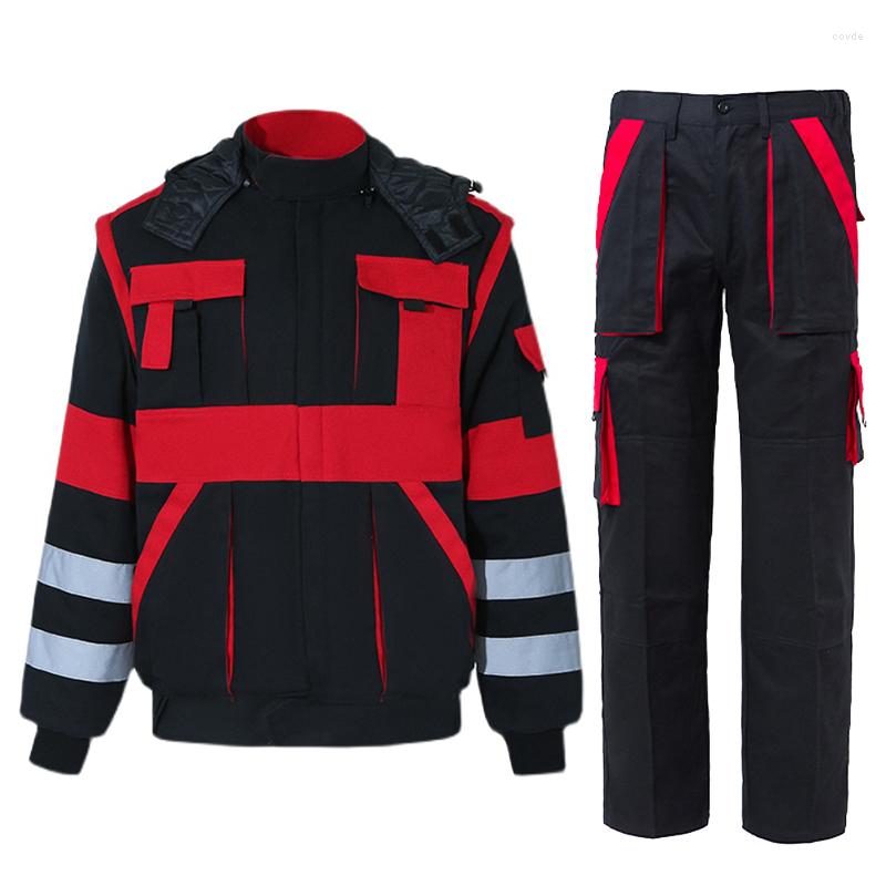 Men's Tracksuits Winter Work Suit For Mechanic Safety Thickened Cotton Jacket With Removable Sleeves Multi Pockets Cargp Pants Workwear
Men's Tracksuits Winter Work Suit For Mechanic Safety Thickened Cotton Jacket With Removable Sleeves Multi Pockets Cargp Pants Workwear