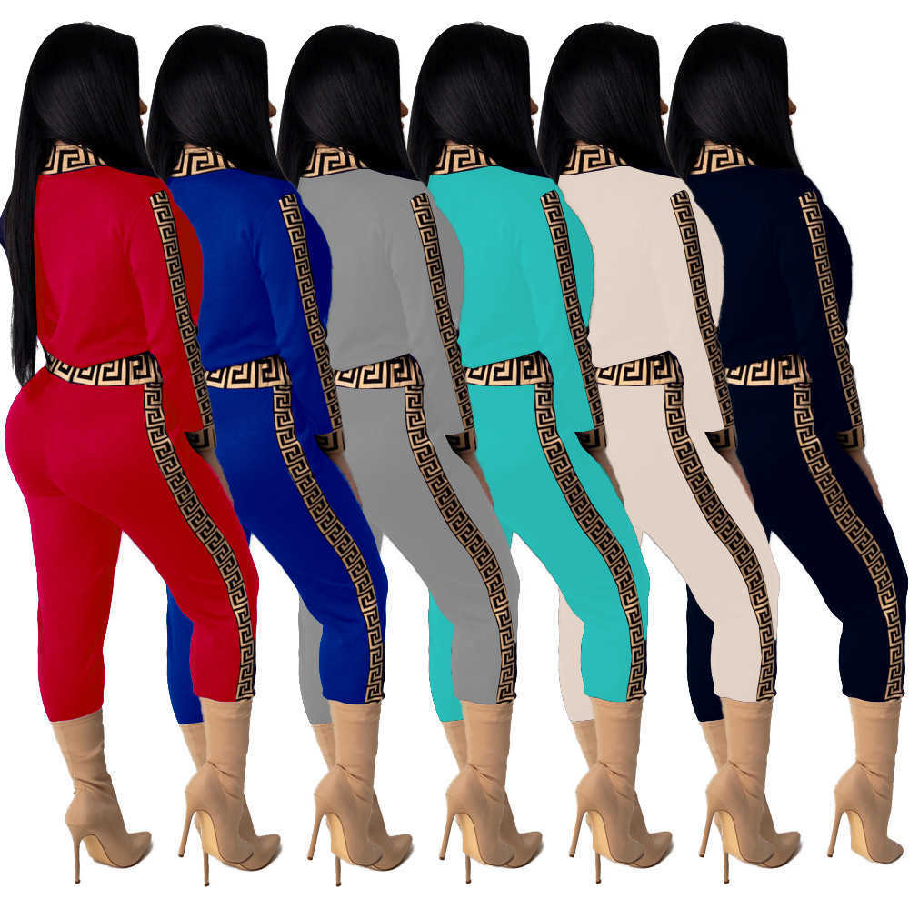Women Designers tracksuits Clothes 2023 Spring and summer New brand Sports Fashion Digital Printing Black blue Two Piece Set