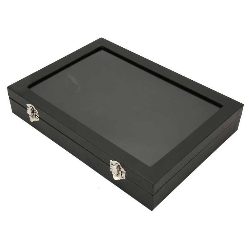 Jewelry Boxes Pin Jewelry Display Case Sponge Lining Transparent Lid Protective Medal Frame Box Black For Badge Collection 23