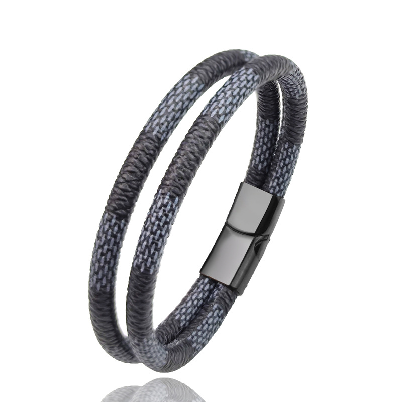 Popular Double Layered Pattern Leather Bracelet Jewelry for Gift