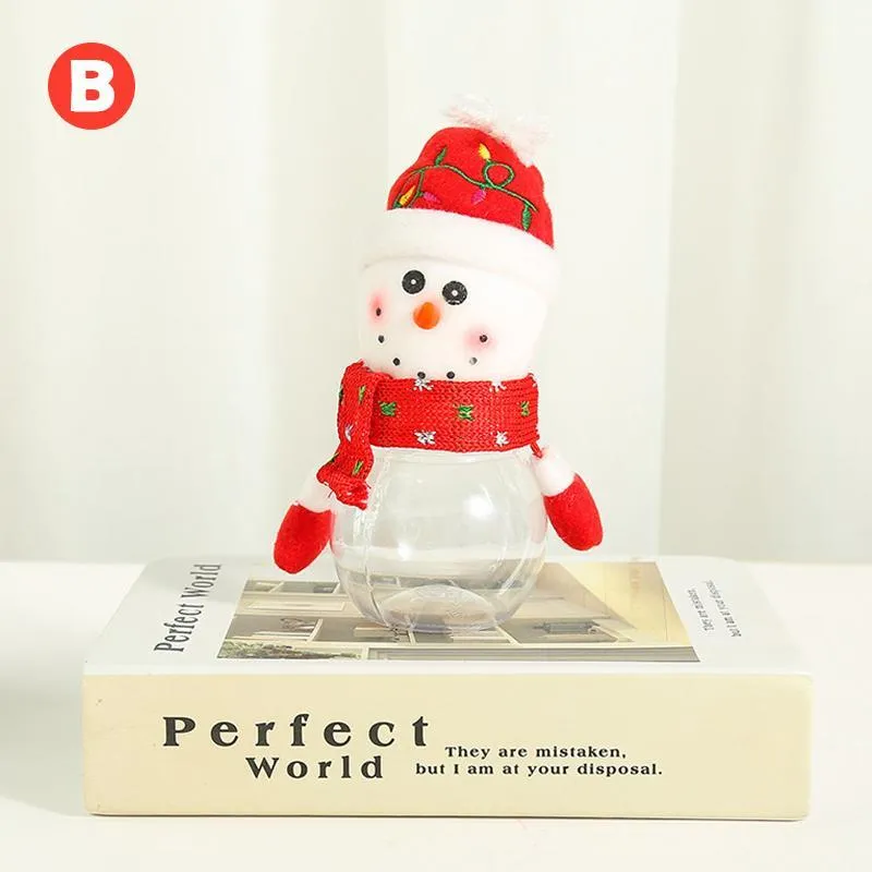 Plastic Jar Christmas Theme Small Gift Bags Candy Box Crafts Home Party Decorations Wholesale JN07