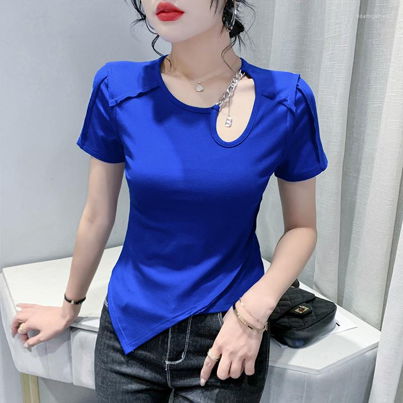 Women's T Shirts Irregular T-shirt Summer Clothes Niche Design Intelligent Top Sexy Hollow Out Small Shirt Tide, Blue
Women's T Shirts Irregular T-shirt Summer Clothes Niche Design Intelligent Top Sexy Hollow Out Small Shirt Tide, Blue