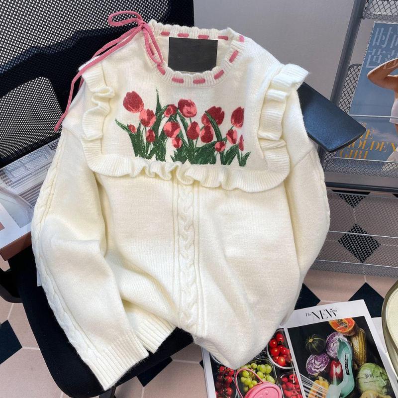 Women's Sweaters Sweet Lace Flower Sweater Women's Autumn 2023 Design Feeling Wooden Ear Loose Fried Dough Twist Long Sleeve, Beige
Women's Sweaters Sweet Lace Flower Sweater Women's Autumn 2023 Design Feeling Wooden Ear Loose Fried Dough Twist Long Sleeve, Beige