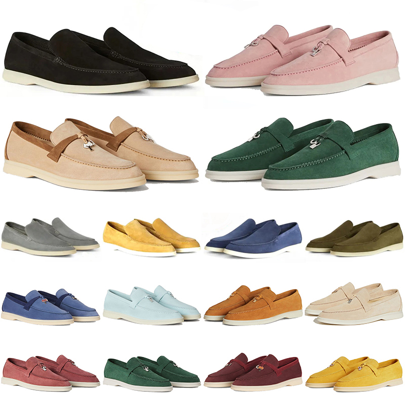 loro piana women men casual shoes Summer Charms Walk Suede designer sneakers Leather Loafers pink loropiana loafer outdoor sports trainers