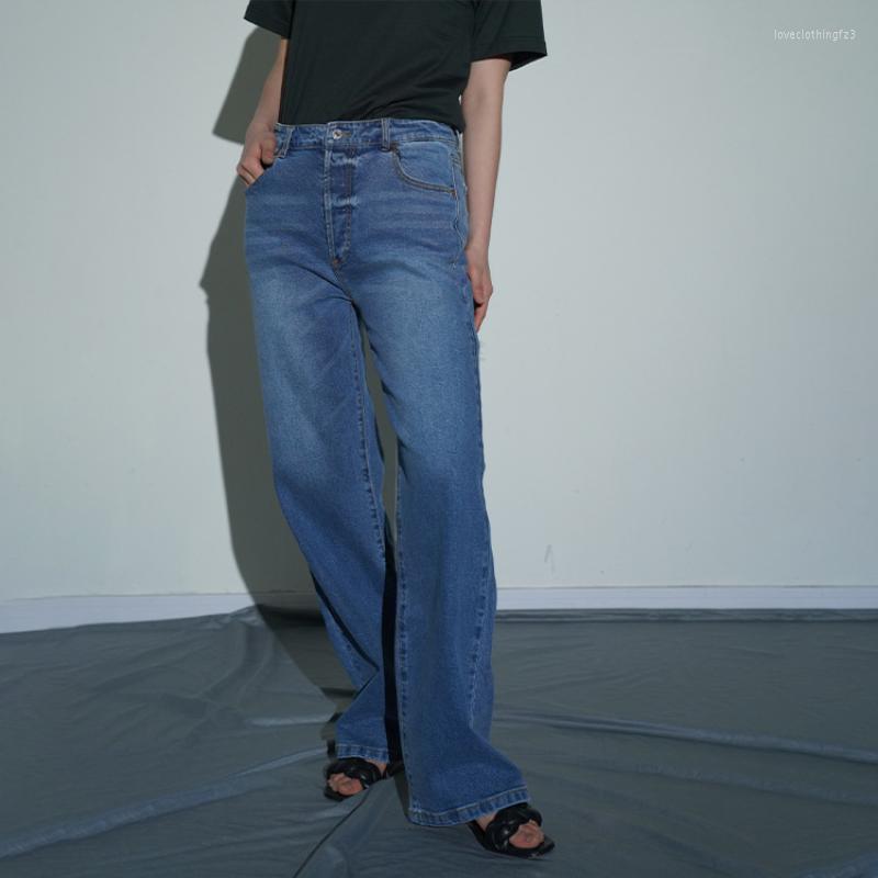 Women's Jeans Button-breasted Washed Denim High-rise Straight-leg Pants, Blue
Women's Jeans Button-breasted Washed Denim High-rise Straight-leg Pants, Blue