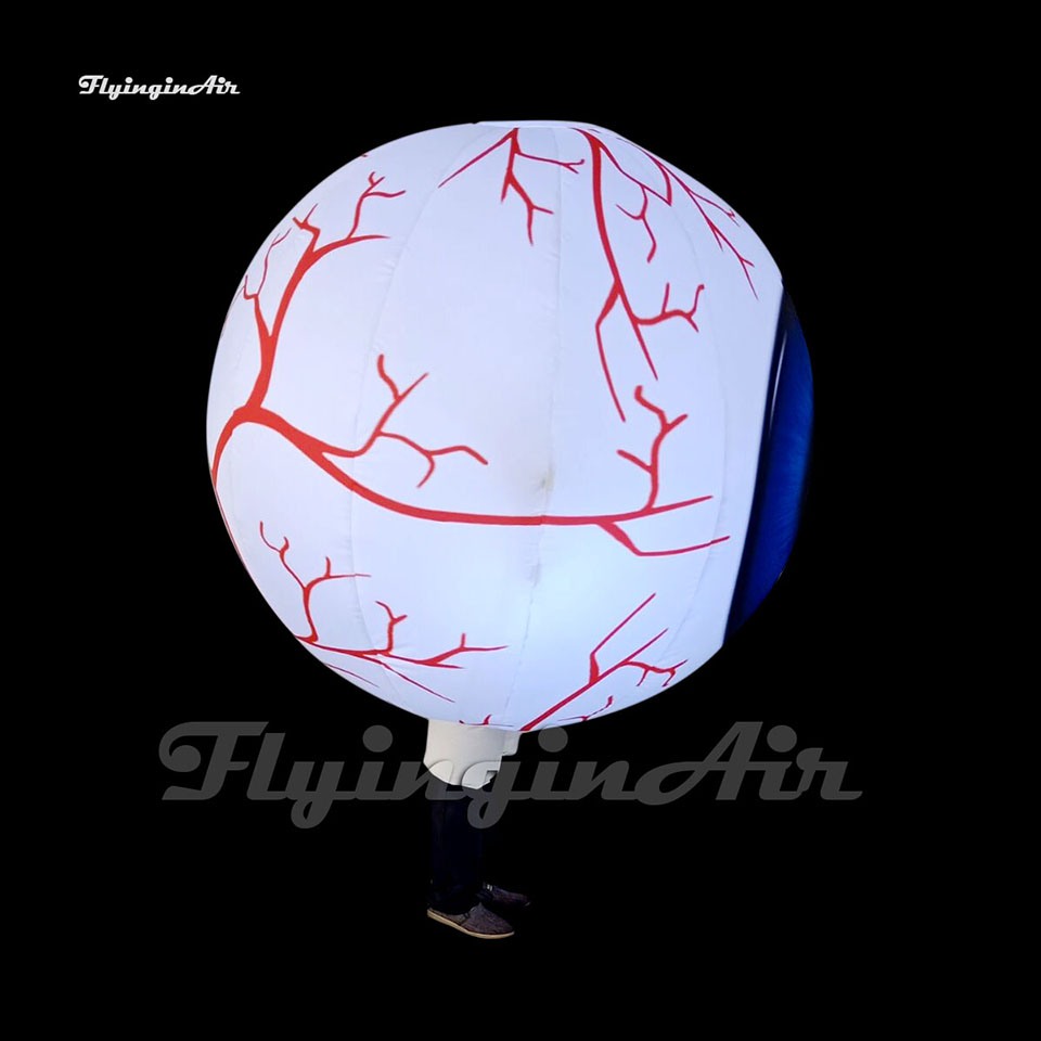 Funny Illuminated Walking Inflatable Eyeball Costume Wearable Blow Up Eye Suit For Halloween Parade Event