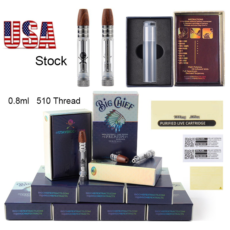 USA Stock Big Chief Vape Cartridges Atomizers Empty Packaging Box 0.8ml Ceramic Coil Cart Glass Tank 510 Thread Vape Cartridge Thick Oil Dab Wax Vaporizer E Cigarettes
USA Stock Big Chief Vape Cartridges Atomizers Empty Packaging Box 0.8ml Ceramic Coil Cart Glass Tank 510 Thread Vape Cartridge Thick Oil Dab Wax Vaporizer E Cigarettes