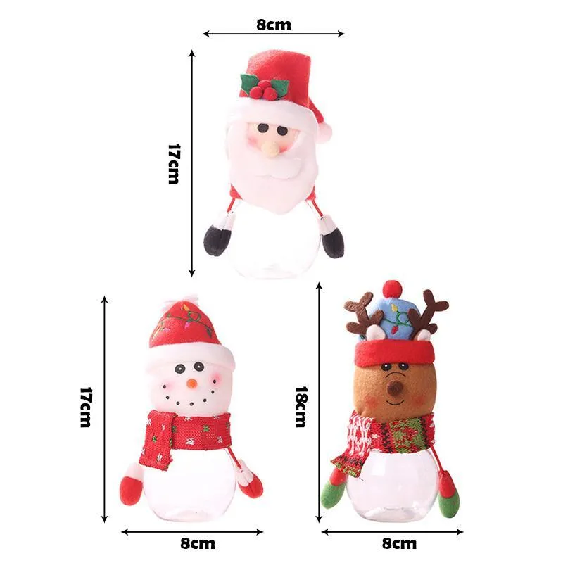 Plastic Jar Christmas Theme Small Gift Bags Candy Box Crafts Home Party Decorations Wholesale JN07