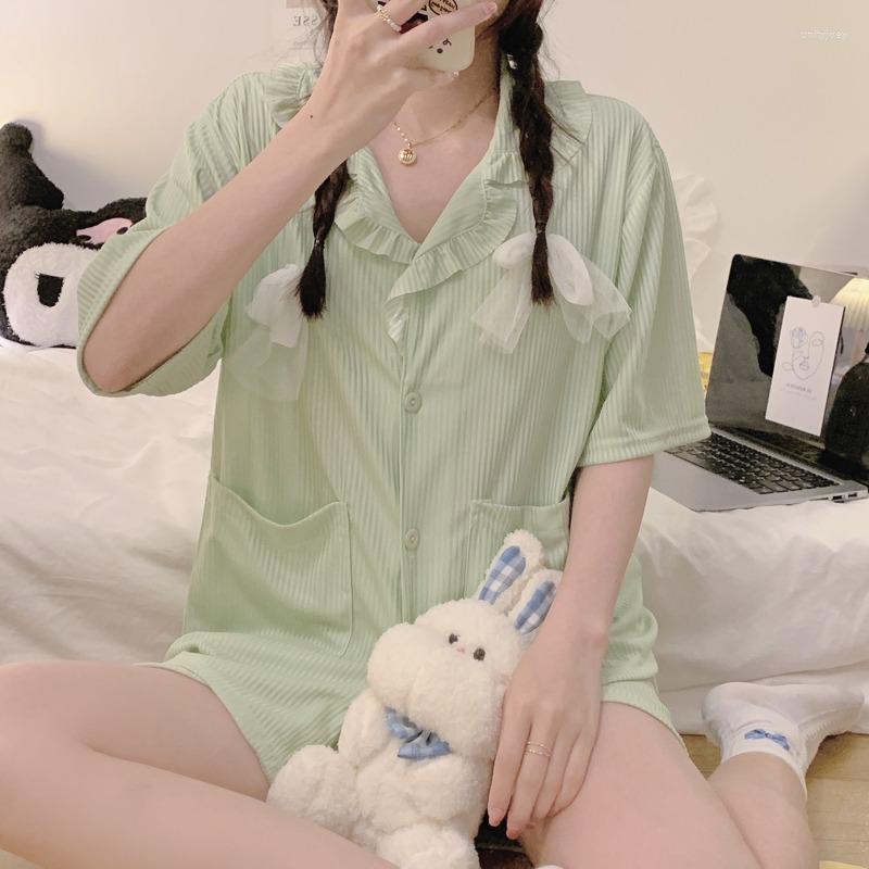 Women's Sleepwear Pajama Sets Turn-down Collar Short Sleeve Women Summer Grid Cherry Bear Print Cartoon Kawaii Trendy Womens 2pcs Pyjamas, 6042
Women's Sleepwear Pajama Sets Turn-down Collar Short Sleeve Women Summer Grid Cherry Bear Print Cartoon Kawaii Trendy Womens 2pcs Pyjamas, 6042