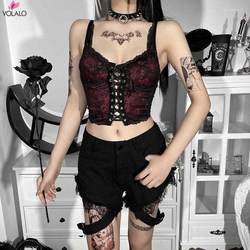 Women' Tanks VOLALO Sexy Bandge Black Lace Camis Women Gothic Spaghetti Strap Backless Bodycon Crop Tank Vintage E Girl Summer Camisoles
Women' Tanks VOLALO Sexy Bandge Black Lace Camis Women Gothic Spaghetti Strap Backless Bodycon Crop Tank Vintage E Girl Summer Camisoles