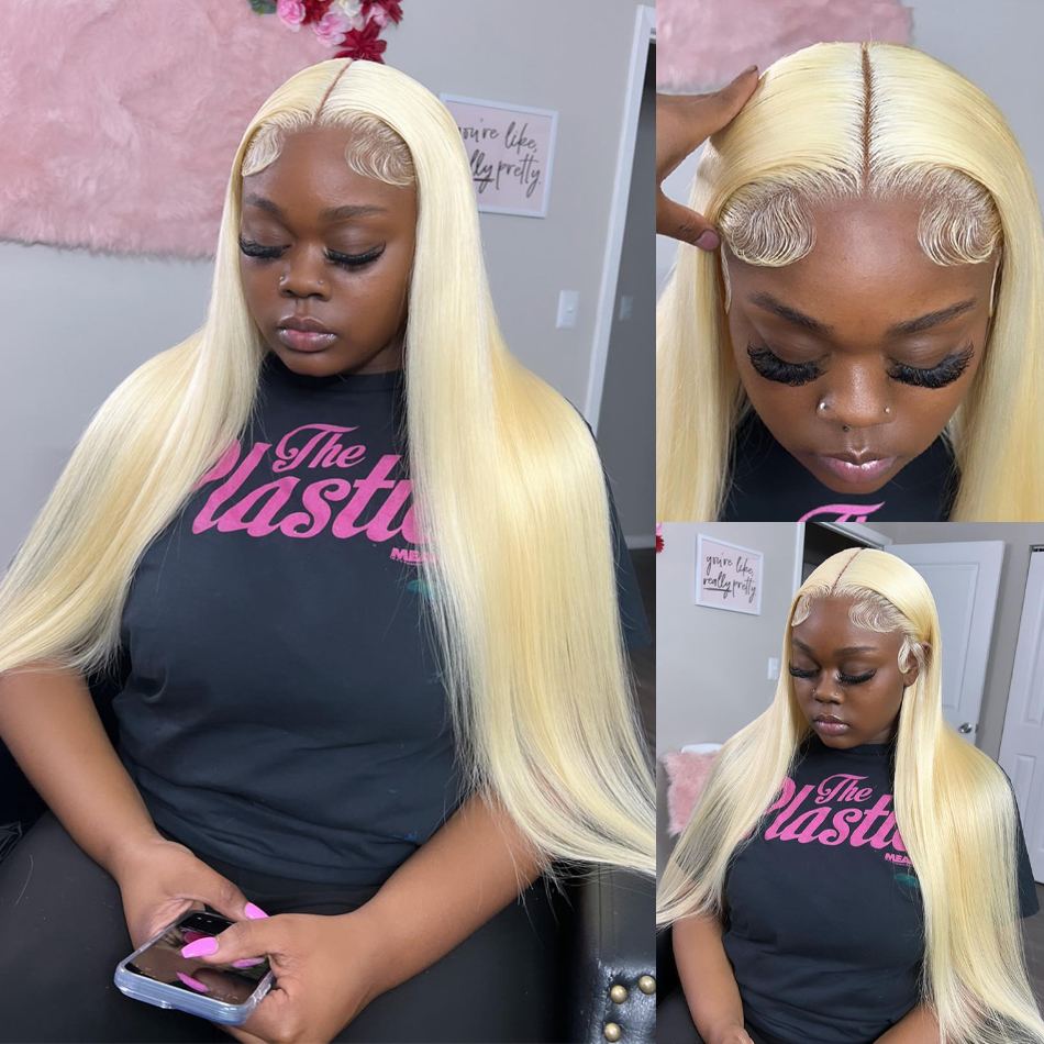 Free shipping 180 Density Brazilian 613 Glueless Full Front Straight Natural Soft Hair Blonde Wig 13x4 Lace Frontal Synthetic Wigs for Women