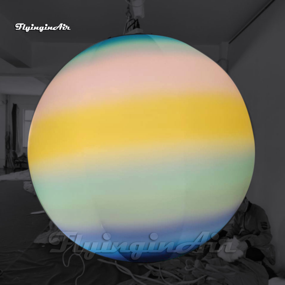 Fantastic Hanging Large Inflatable Neptune Ball Solar System Planet Balloon With LED Light For Venue Ceiling Decoration