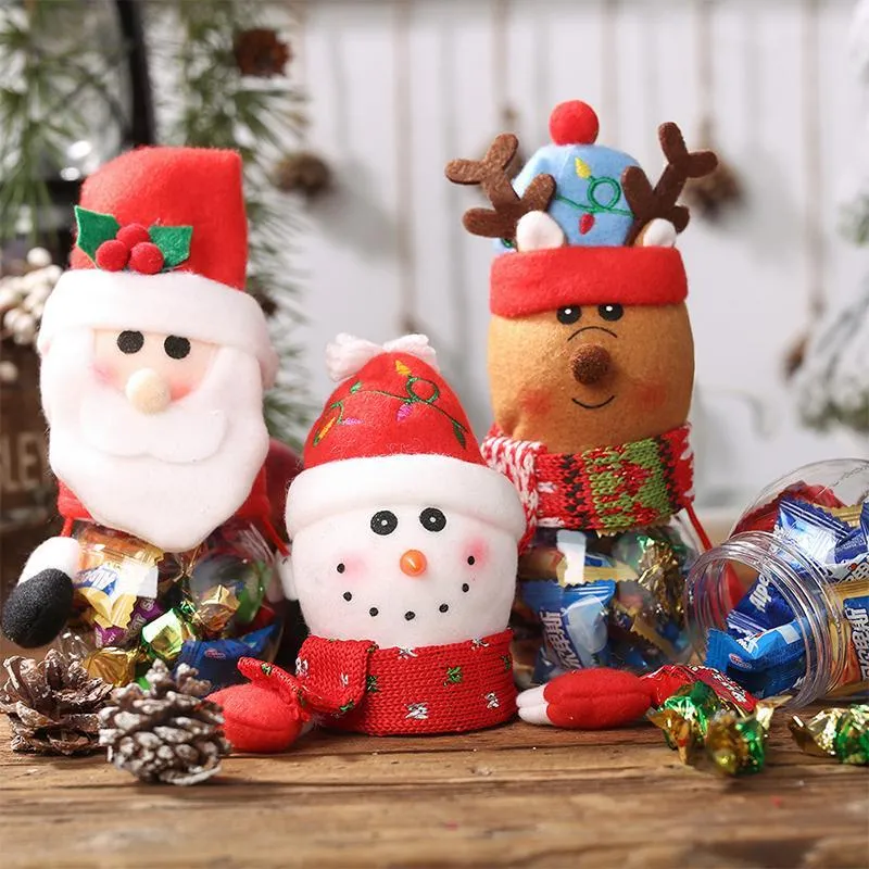Plastic Jar Christmas Theme Small Gift Bags Candy Box Crafts Home Party Decorations Wholesale JN07