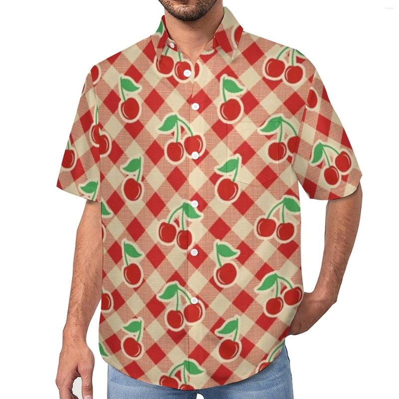 Men's Casual Shirts Red Cherry Print Blouses Male Vintage Plaid Summer Short Sleeve Design Oversize Vacation Shirt Gift Idea, Style-1
Men's Casual Shirts Red Cherry Print Blouses Male Vintage Plaid Summer Short Sleeve Design Oversize Vacation Shirt Gift Idea, Style-1