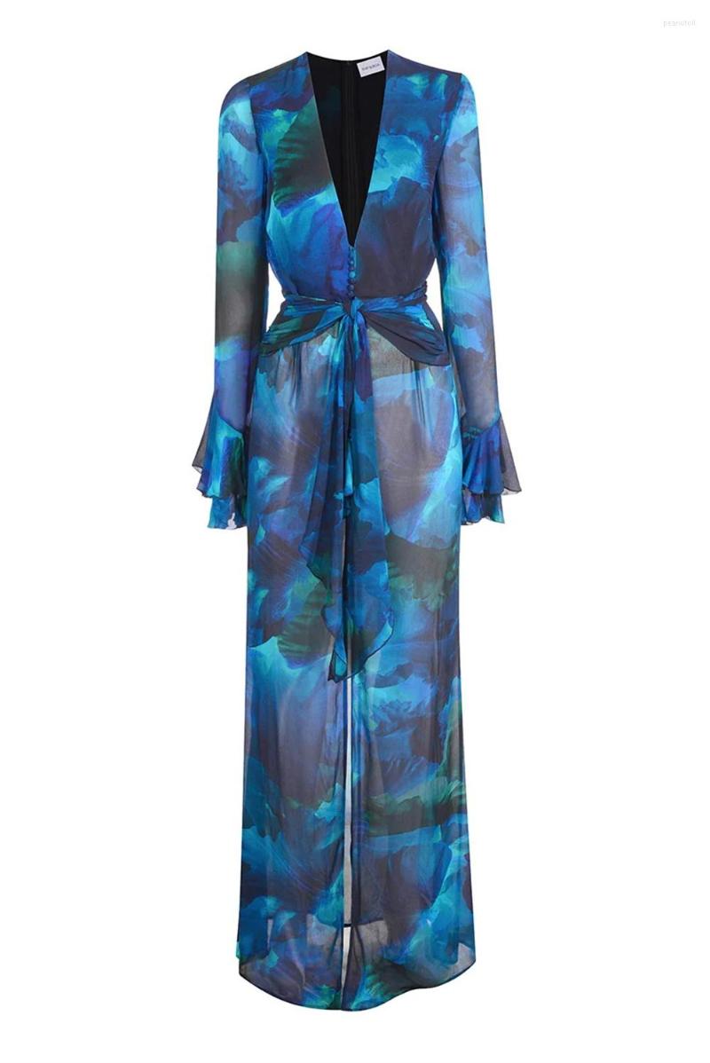Casual Dresses Women Chiffon Ruffles Printed Beach Cover Up Dress Summer Deep V-neck Full Sleeve Lace Split Long Holiday Bikini Robe, Blue
Casual Dresses Women Chiffon Ruffles Printed Beach Cover Up Dress Summer Deep V-neck Full Sleeve Lace Split Long Holiday Bikini Robe, Blue