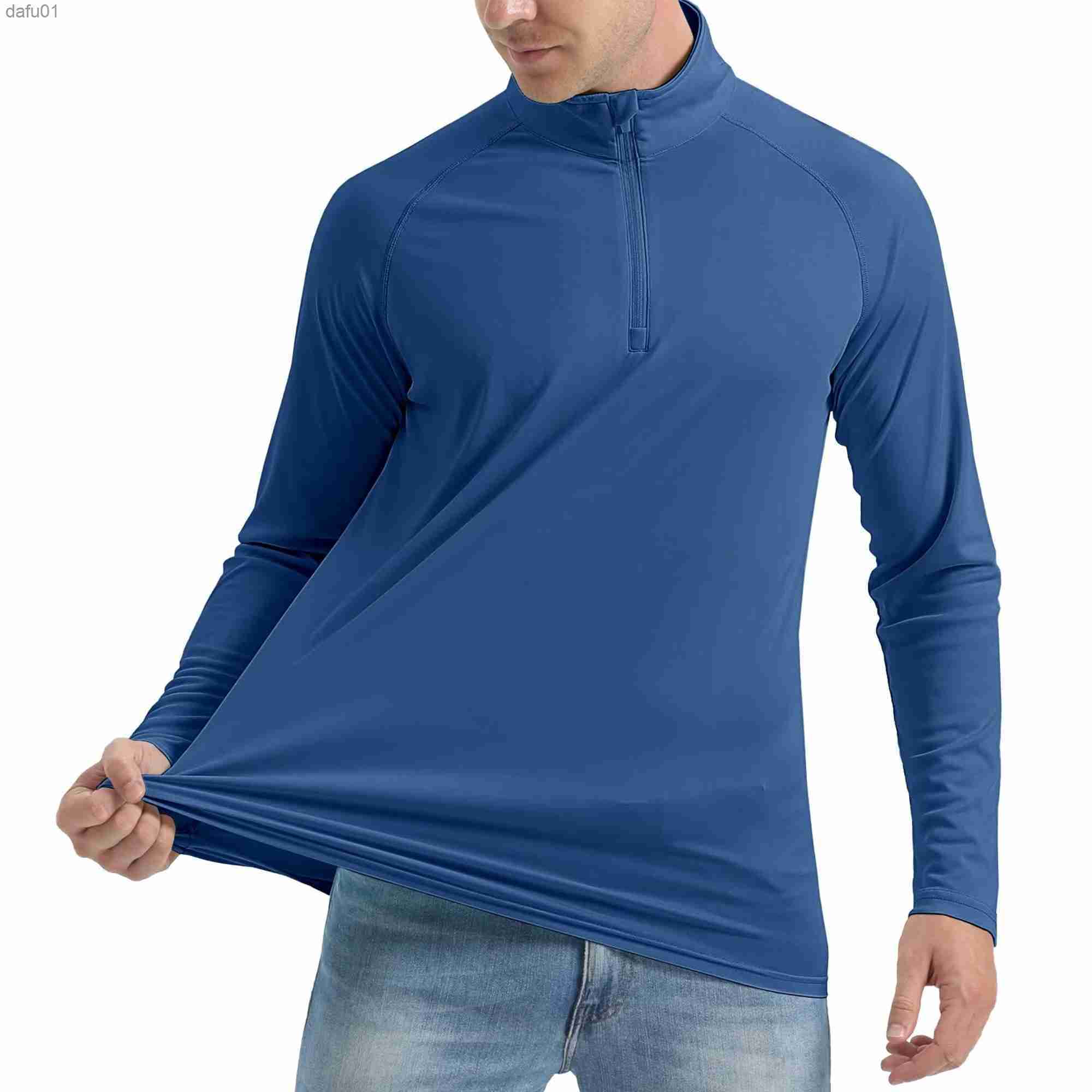 MAGCOMSEN UPF50 Men's T-shirt UV Sun Protection Long Sleeve Hiking Fishing Shirts Quick Dry 1/4 Zip Summer Pullover Workout Tops L230520