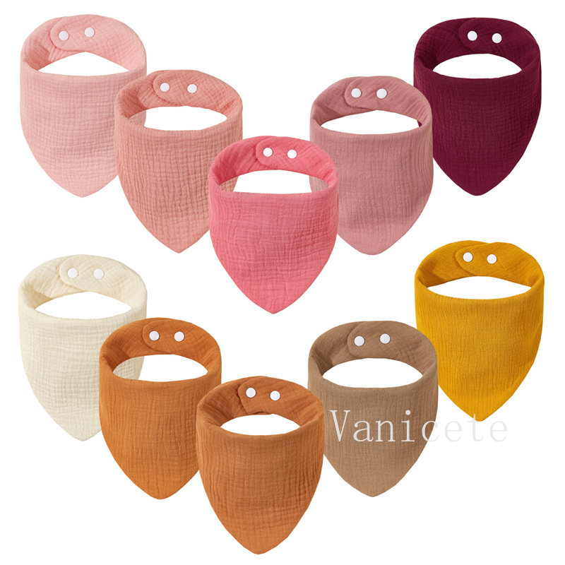 35 color Baby six layer Crepe gauze saliva towel Adorable and Durable Cotton Triangle Bibs adjustable Washable Babys Babies T9I002334