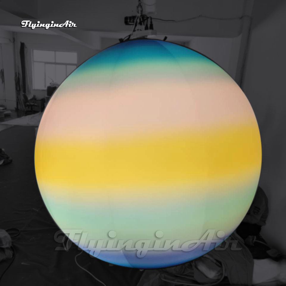 Fantastic Hanging Large Inflatable Neptune Ball Solar System Planet Balloon With LED Light For Venue Ceiling Decoration