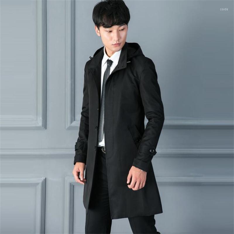 Men' Trench Coats Autumn Winter Mens Coat Style Windbreaker European American British Slim Middle Long Hooded Single-Breasted Black
Men' Trench Coats Autumn Winter Mens Coat Style Windbreaker European American British Slim Middle Long Hooded Single-Breasted Black